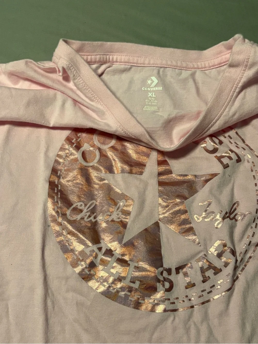 Converse Pink Tee with Rose-Gold All Star Logo